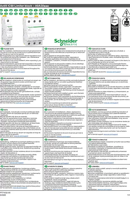 schneider施耐德Acti9 iC60 Limiter block - 说明书